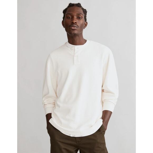 NWT Madewell Textured Long Sleeve Henley Tee Lighthouse Men's Size Medium - Picture 1 of 16